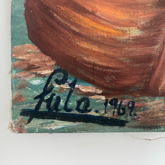 VINTAGE Fula oil painting! 1969 - Picture 3 of 8